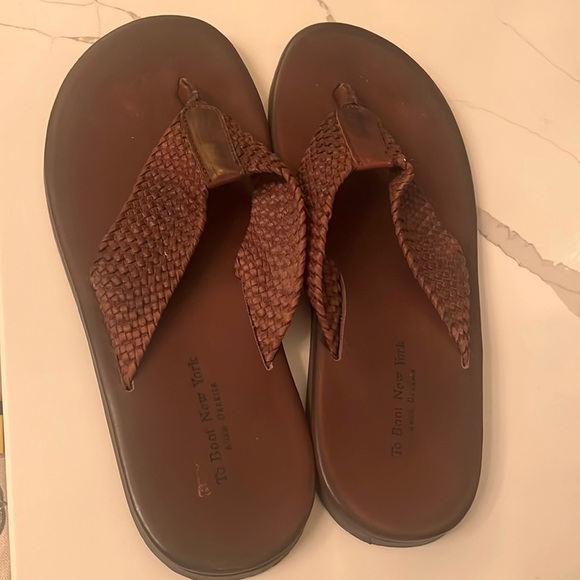 To Boot New York Sz 13 Men’s Leather Woven Flip Flop Sandals - Picture 2 of 8